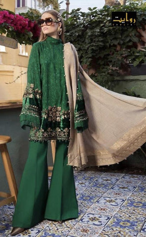 Rawayat Presents Maria B Cotton Printed Embroidered Pakistani Salwar Suits