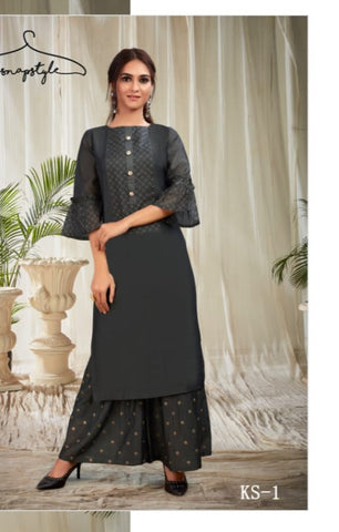 Snapstyle Presents Grace Silk Printed Fancy Designer Kurtis Collection With Sharara