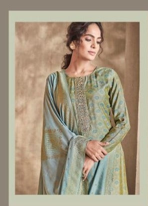 Varsha Fashions  Adrica Chanderi print with embroidery with banarasi woven dupatta