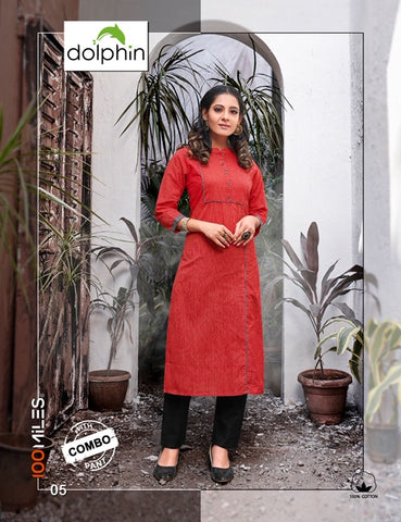 100 Miles Presents Dolphin Cotton Printed Casual Wear Kurtis Collection