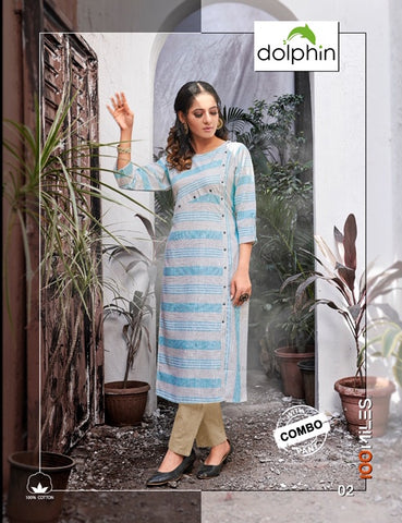 100 Miles Presents Dolphin Cotton Printed Casual Wear Kurtis Collection