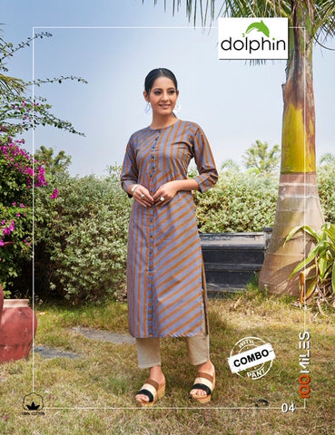 100 Miles Presents Dolphin Cotton Printed Casual Wear Kurtis Collection