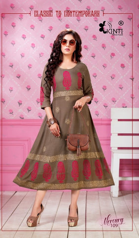 Kinti Presents Mercury Rayon Slub Fancy Designer Kurtis Collection