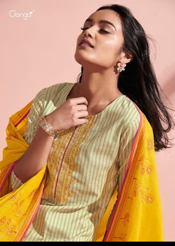 Ganga Suits Sunshine Cotton Printed With Embroiderey Suit Collection