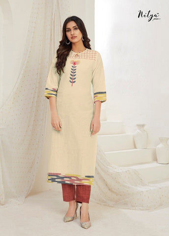 Lt Fabrics Nitya Launched Kavya Cotton Casual Wear Kurtis With Pants