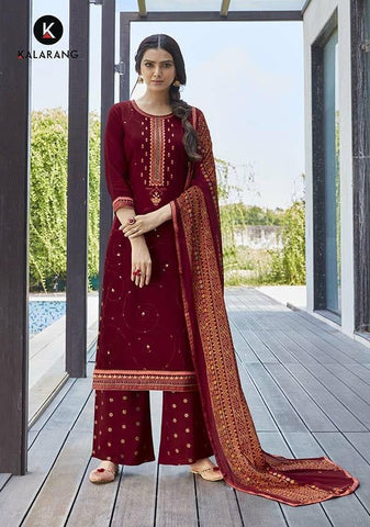 Kalarang Launched Saheli Jam Silk Cotton Embroidery Work Salwar Kameez
