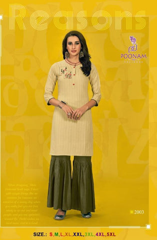 Poonam Designer Sarara House Vol 2 Rayon Embroidery Work Stylish Designer Kurtis Collection