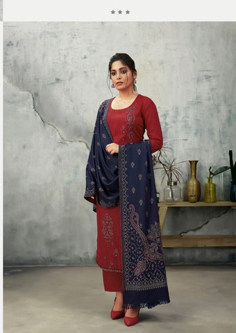 Omtex Presents Garnet Pure Pashmina Printed Fancy Designer Salwar Kameez