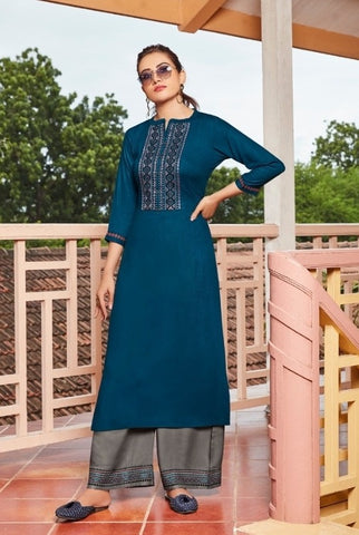Kessi Fabrics Rangoon Launched Catwalk Vol 3 Rayon Fancy Designer Kurtis With Plazzo