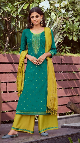 Rangoon Launched Tyohaar Jam Silk Embroidery Work Fancy Designer Kurtis Collection And Plazzo