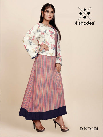 4 Shades Presents Maggie Rayon Gold Printed Fancy Designer Kurtis