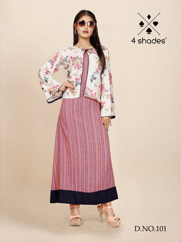 4 Shades Presents Maggie Rayon Gold Printed Fancy Designer Kurtis