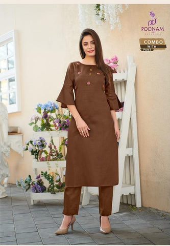 Poonam Designer Presents Darlim Jam Silk Cotton Casual Wear Kurtis Collection