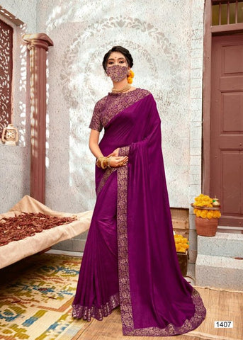 Seemaya Launched Manika with Mask Vichitra Silk Fancy Designer Sarees