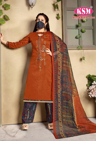 Kothari Presents Rose Vol 2 Cambric Printed Embroidery Work Fancy Designer Salwar Suits With Matching Mask
