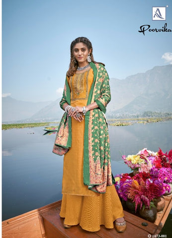 Alok Suits Presents Poorvika Pashmina Printed Embroidery Work Fancy Designer Salwar Kameez