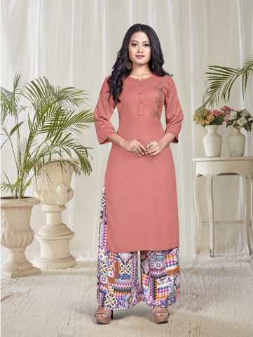 Vrunda Tex Launched Riddhi Heavy Rayon Stylish Designer Kurtis With Plazzo