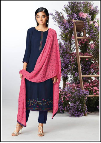 Ganga Launched Kefi Wool Dobby Solid Embroidery Work Fancy Designer Salwar Suits
