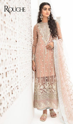 Rouch Presents Qalamkar Butterfly Net Embroidery Work Pakistani Salwar Suits