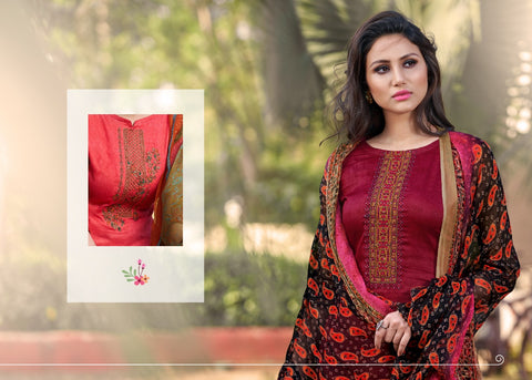 7 Clouds Presents Morpankh Jam Print Embroidery Work Fancy Designer Salwar Kameez