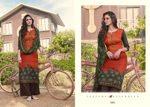 7 Clouds Presents Morpankh Jam Print Embroidery Work Fancy Designer Salwar Kameez