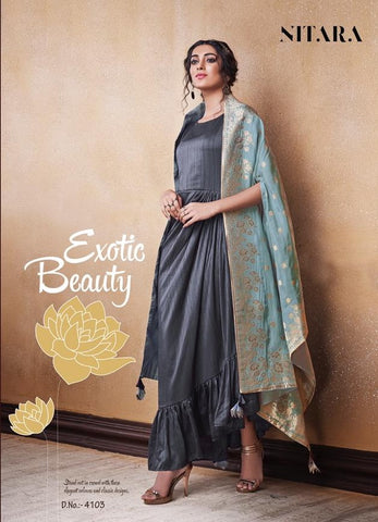 Nitara Launched Lotus Dola Silk Long Gown Type Fancy Designer Kurtis Collection