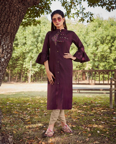 Kalaroop Presents Floriana Fancy Silk Rayon Designer Kurtis With Pants Collection