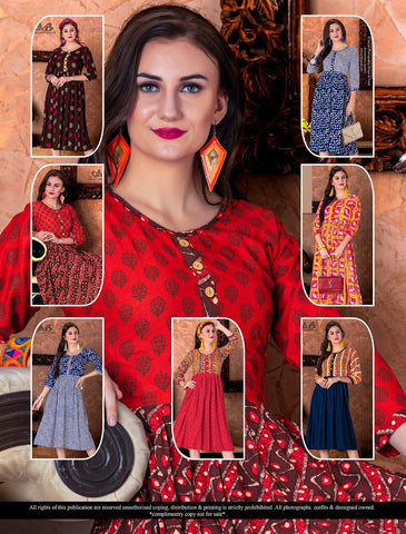 A B Tex Lifestyle Launched Suhani Rayon Printed Casual Wear Kurtis Collection