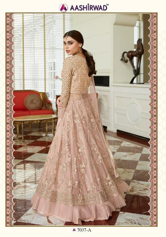 Aashirwad Creation Presents Celebration Gold Butterfly Net Fancy Designer Salwar Kameez