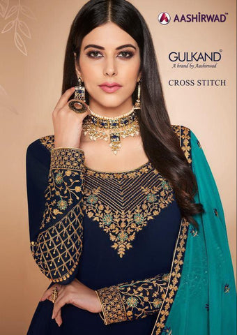 Aashirwad Launched Cross Stitch Georgette Fancy Designer Salwar Suits