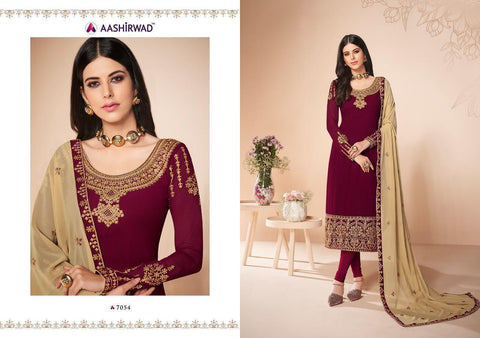 Aashirwad Launched Cross Stitch Georgette Fancy Designer Salwar Suits