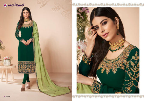 Aashirwad Launched Cross Stitch Georgette Fancy Designer Salwar Suits