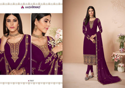 Aashirwad Launched Cross Stitch Georgette Fancy Designer Salwar Suits