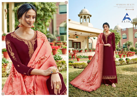 ALISA SUHANA VOL 4 SATIN GEORGETTE HEAVY WORK SUIT COLLECTION
