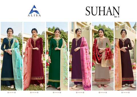 ALISA SUHANA VOL 4 SATIN GEORGETTE HEAVY WORK SUIT COLLECTION
