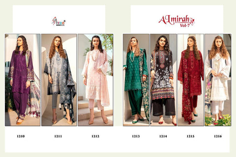 Shree Fabs Al Mirah Vol 7 Cotton Embroidery Work Pakistani Suits