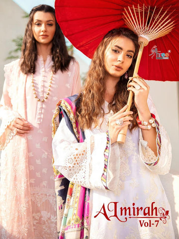 Shree Fabs Al Mirah Vol 7 Cotton Embroidery Work Pakistani Suits