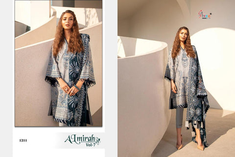 Shree Fabs Al Mirah Vol 7 Cotton Embroidery Work Pakistani Suits