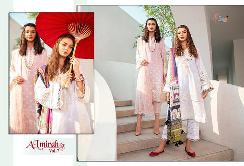 Shree Fabs Al Mirah Vol 7 Cotton Embroidery Work Pakistani Suits