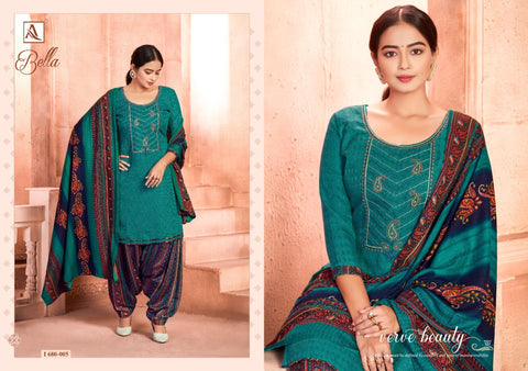 Alok Suit Launched Bella Pashmina Printed Embroidery Work Fancy Designer Salwar Kameez