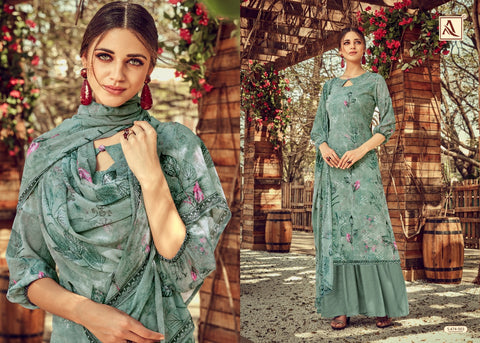 ALOK SUIT DHVANI GEORGETTE DIGITAL PRINT EMBROIDERY SAWLAR SUIT