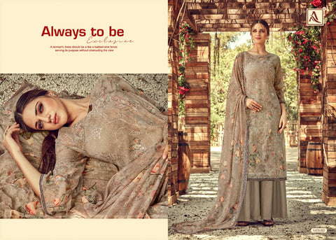 ALOK SUIT DHVANI GEORGETTE DIGITAL PRINT EMBROIDERY SAWLAR SUIT