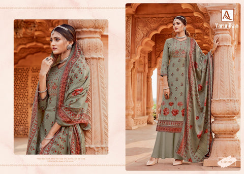 Alok Suit Launched Varunikaa Pashmina Printed Embroidery Work Fancy Designer Salwar Kameez