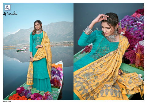 Alok Suits Presents Poorvika Pashmina Printed Embroidery Work Fancy Designer Salwar Kameez