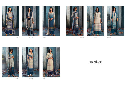 GANGA PRESENTS AMETHYST FINEST COTTON SATIN PRINTED DRESS MATERIAL
