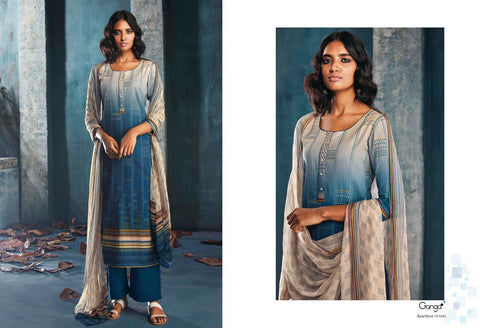 GANGA PRESENTS AMETHYST FINEST COTTON SATIN PRINTED DRESS MATERIAL