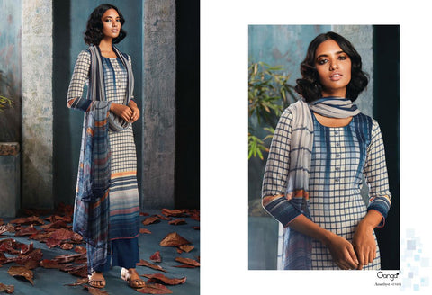 GANGA PRESENTS AMETHYST FINEST COTTON SATIN PRINTED DRESS MATERIAL