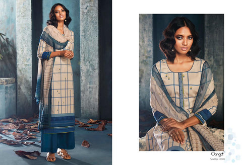 GANGA PRESENTS AMETHYST FINEST COTTON SATIN PRINTED DRESS MATERIAL