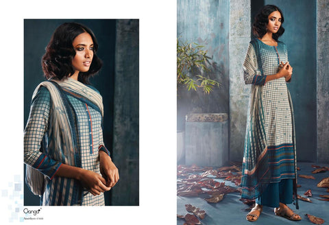 GANGA PRESENTS AMETHYST FINEST COTTON SATIN PRINTED DRESS MATERIAL