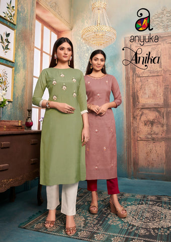 Anyuka Presents Anika Rayon Fabric Fancy Designer Kurtis Collection